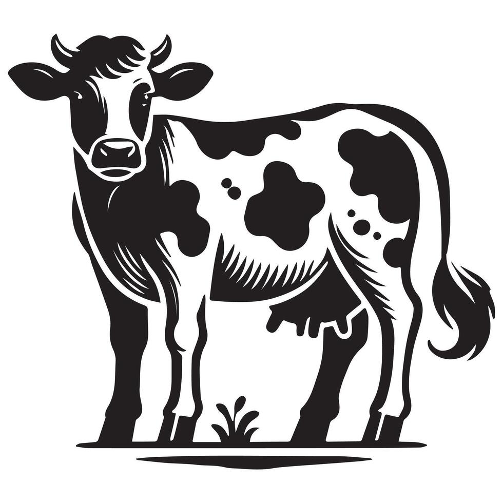 Farm Fresh Cow Silhouette Classic and Timeless vector