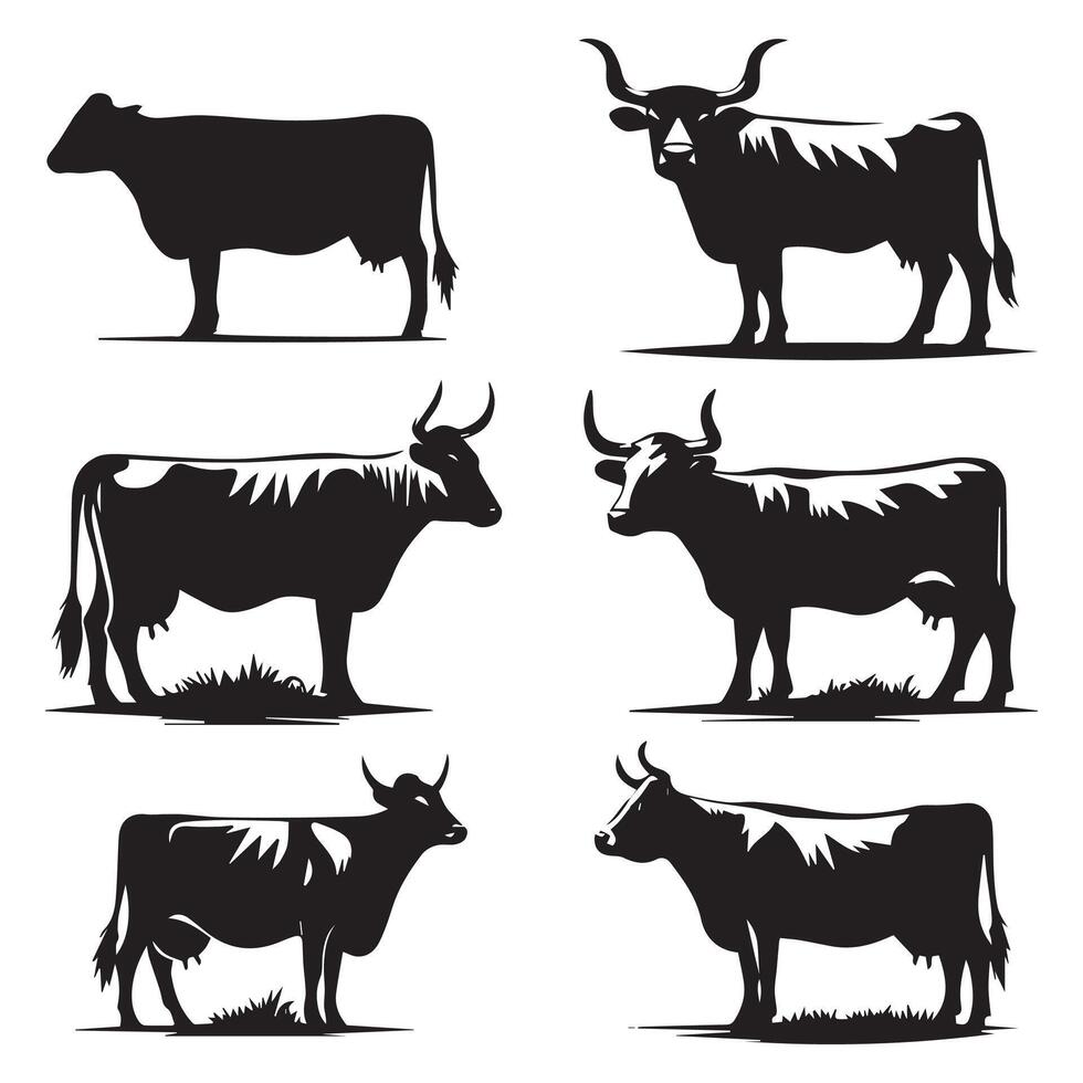 Farmyard Cow Silhouette Rustic and Unique Design vector