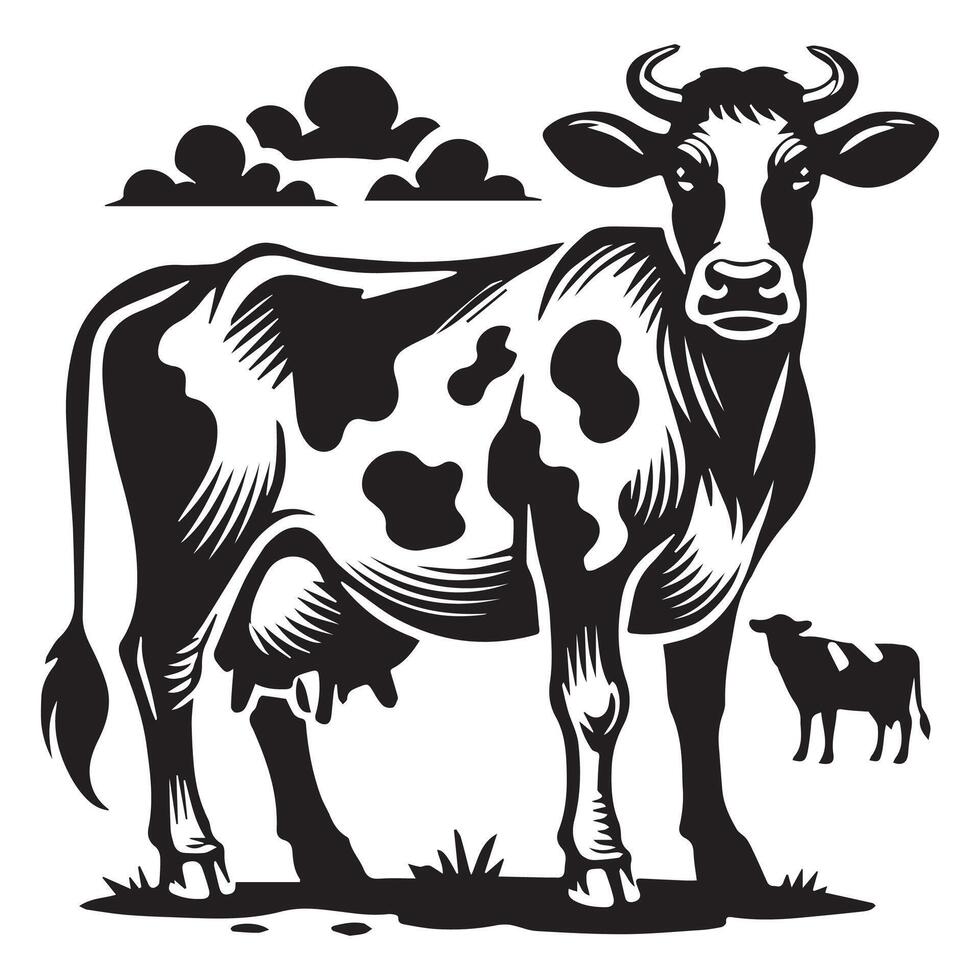 Silhouette Cow Creative and Minimalist vector