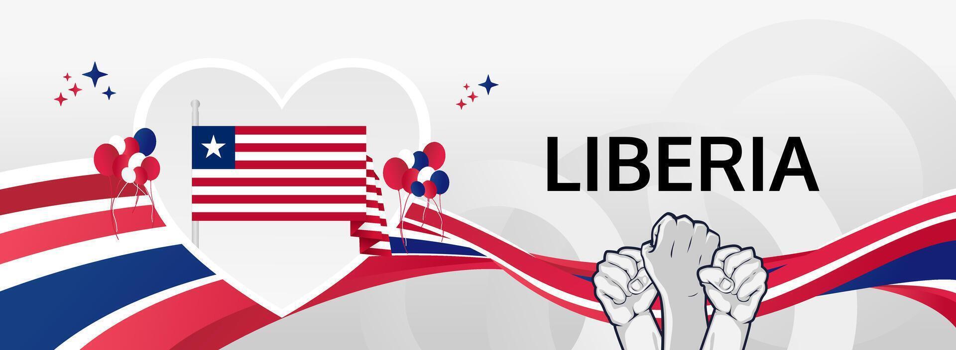 Liberia Independence Day design with heart symbol. Trendy background for national Independence spirit, perfect for banner vector