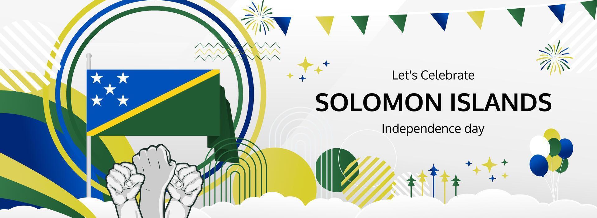Solomon Islands Independence Day design. Long banner or poster for celebrating national day, sale, header, and greeting card vector