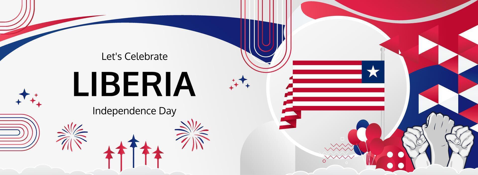 Happy Liberia Independence Day. Trendy modern festive banner for celebrating national day, sale, and promotion vector