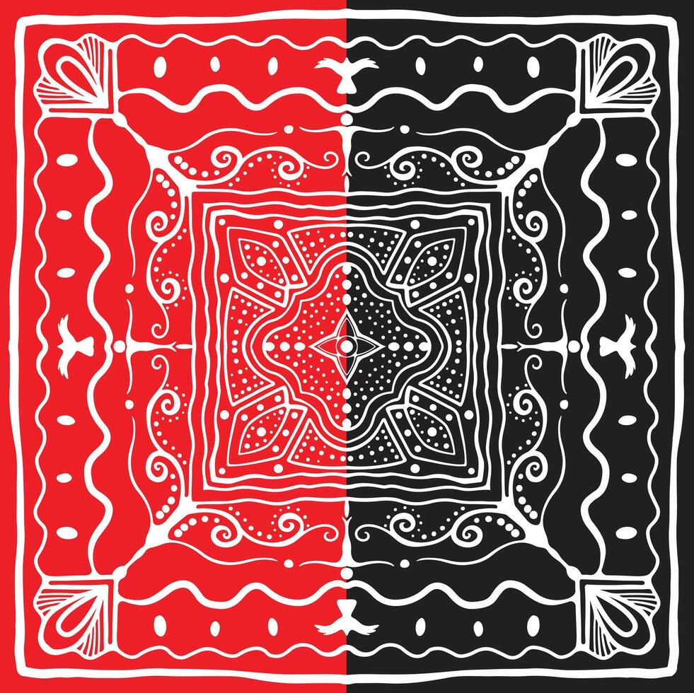a black and white bandana red vector