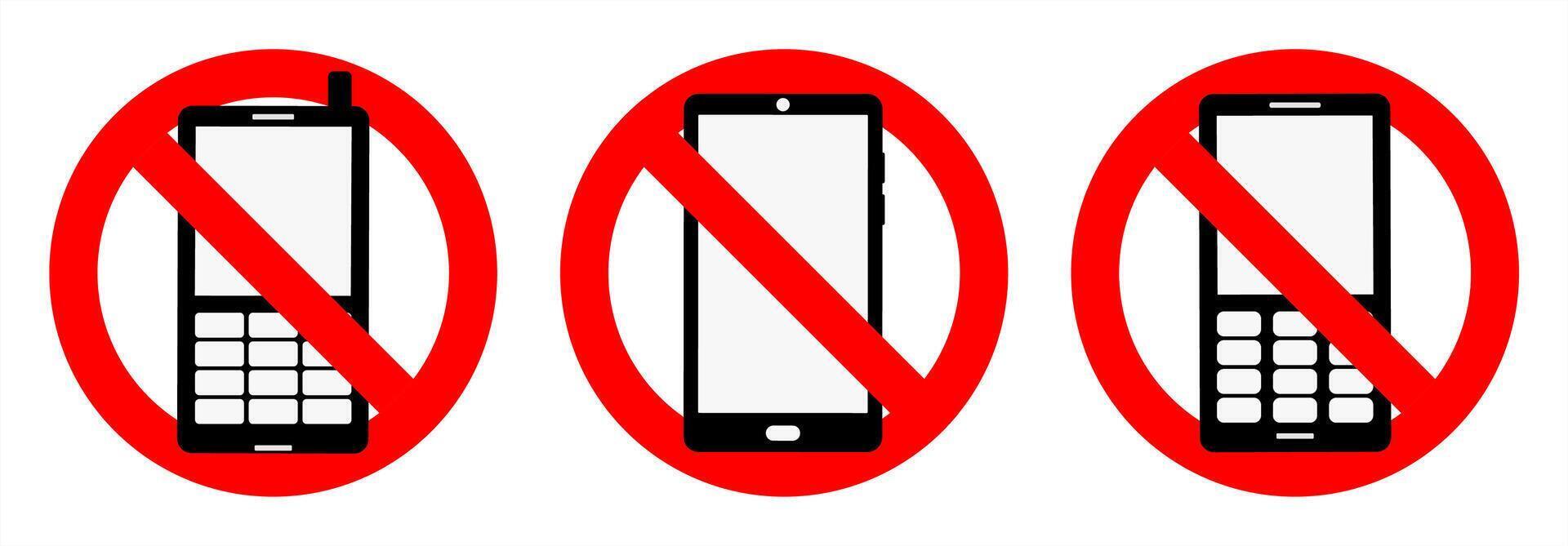 No cellphones sign. Mobile phone forbidden. vector