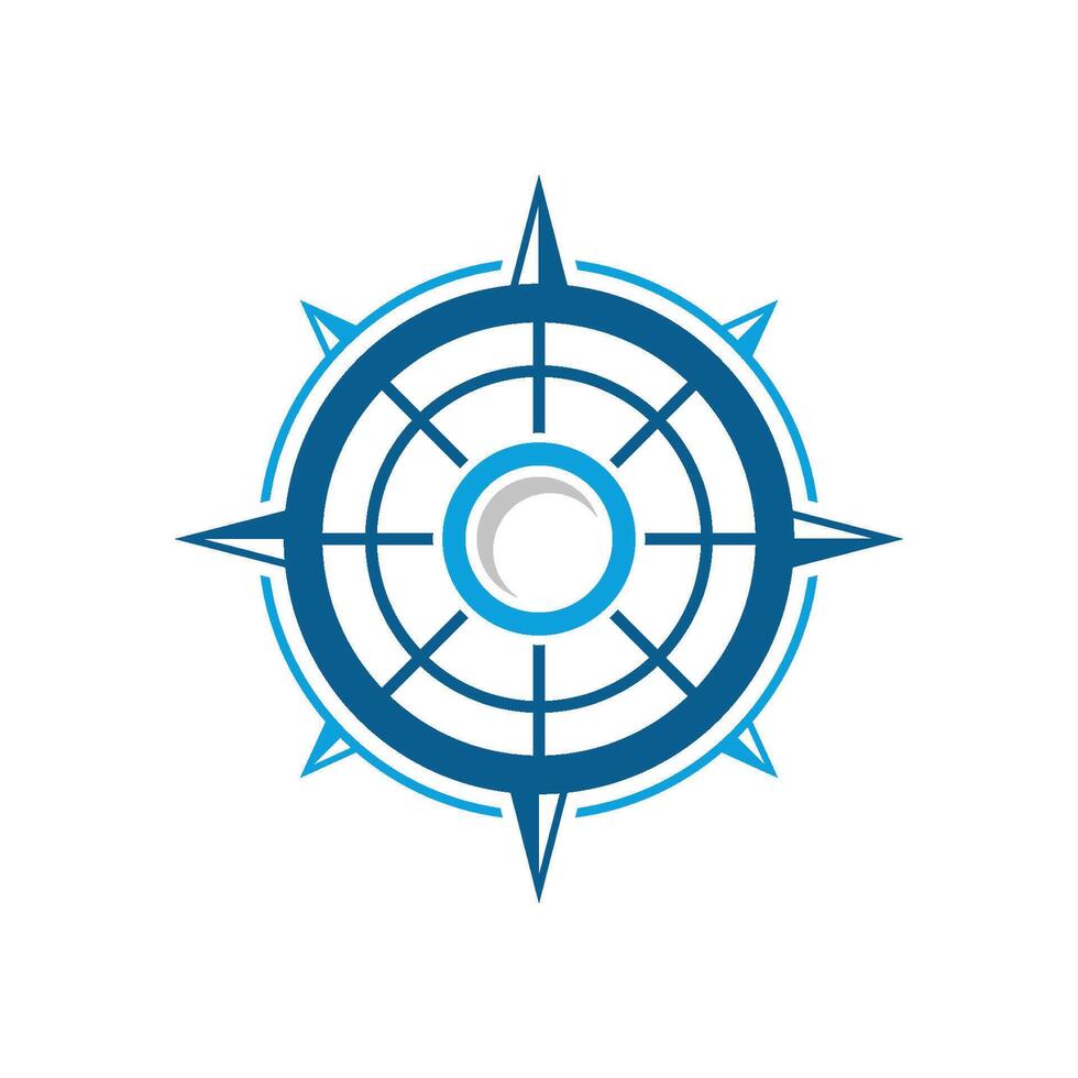 Blue Line Compass Rose Logo Template Illustration Design. EPS 10. vector