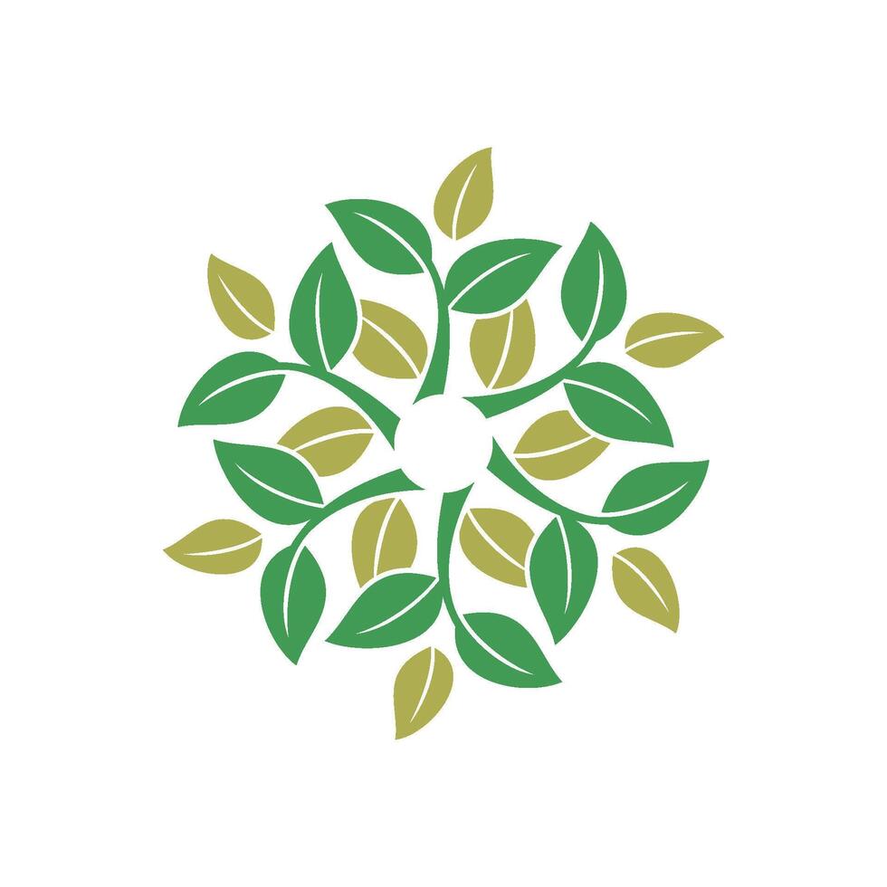 Decorative Branch Green Leaves Logo Template Illustration Design. EPS 10. vector