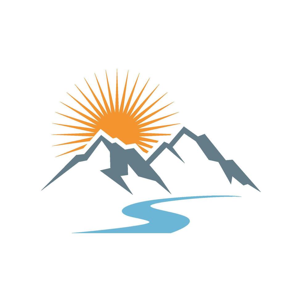 Mountain and sun water logo template illustration design. EPS 10. vector