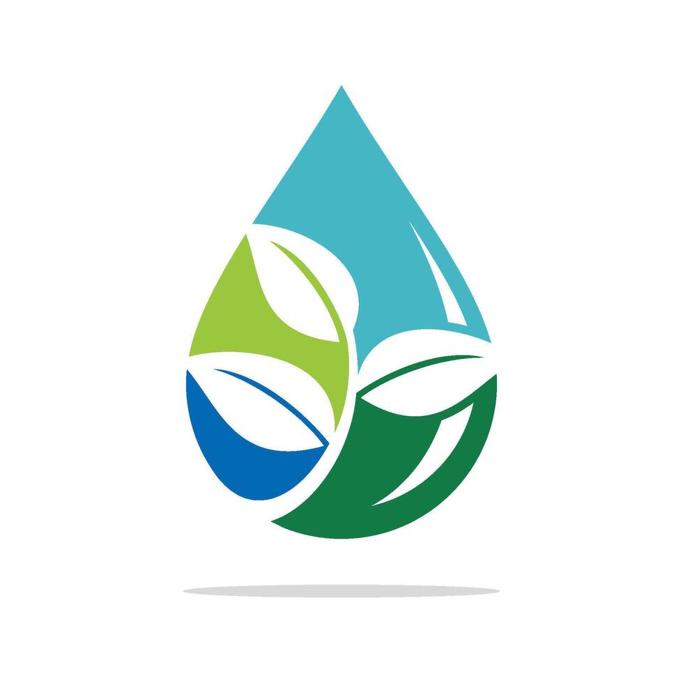 Decorative Drop Water Green Leaves Logo Template Illustration Design. EPS 10. vector