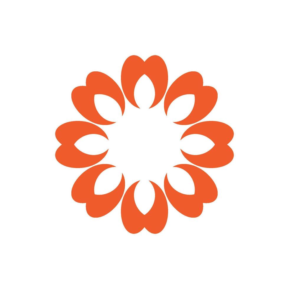 Orange Ornamental Blossom Flower Logo Illustration Design. EPS 10. vector