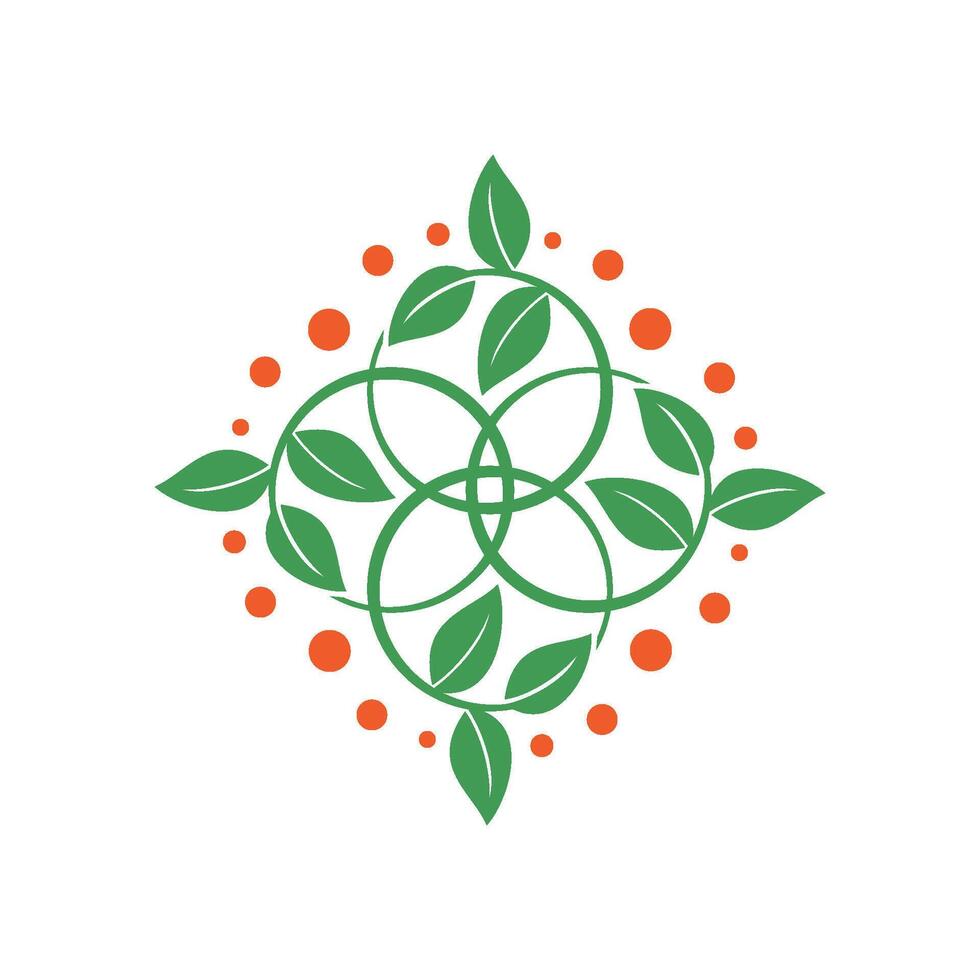 Decor Ornamental Green Leaves Logo Template Illustration Design. EPS 10. vector