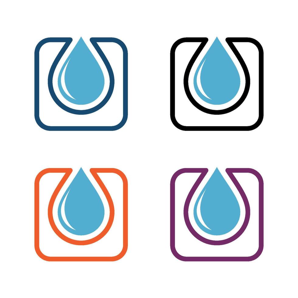 Set Square Drop Water Plumbing Logo Template Illustration Design. EPS 10. vector