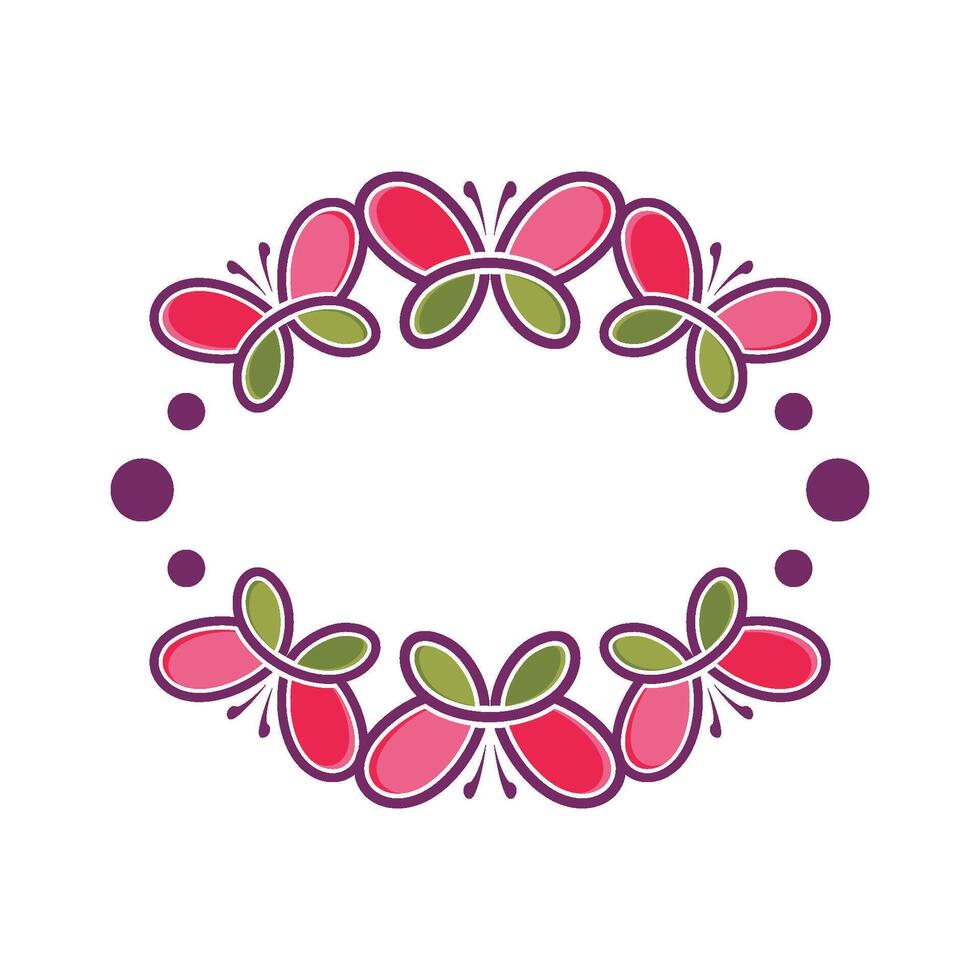 Border Frame Flower Butterfly Template Illustration Design. EPS 10. vector