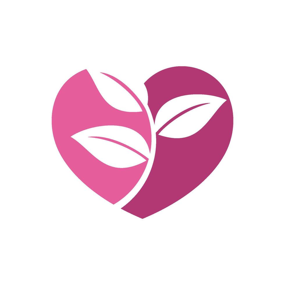 Leaf and Heart Logo Template Illustration Design. EPS 10. vector