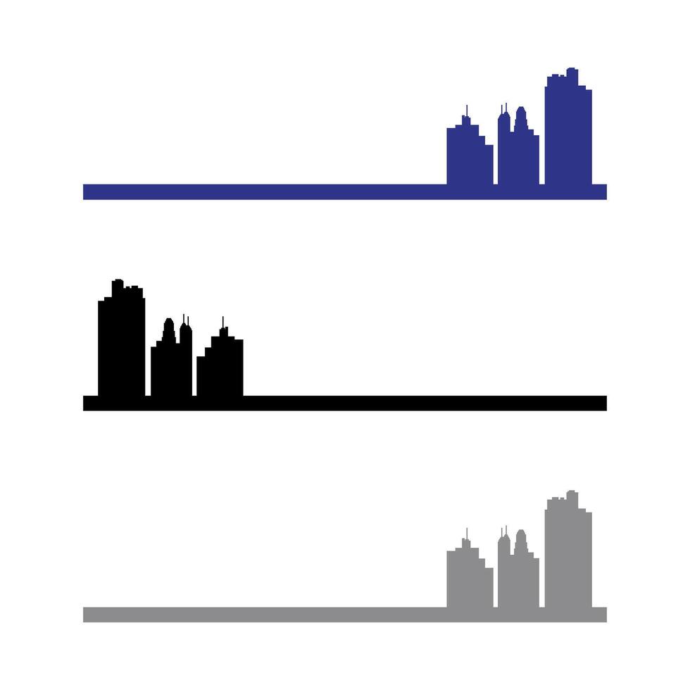 Set Skyline Town Line Logo Template Illustration Design. EPS 10. vector