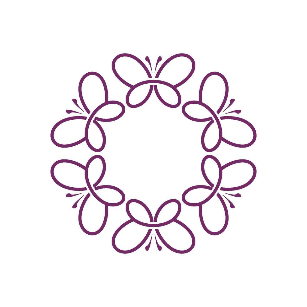 Beautiful Flower Butterfly Frame Logo Template Illustration Design. EPS 10. vector