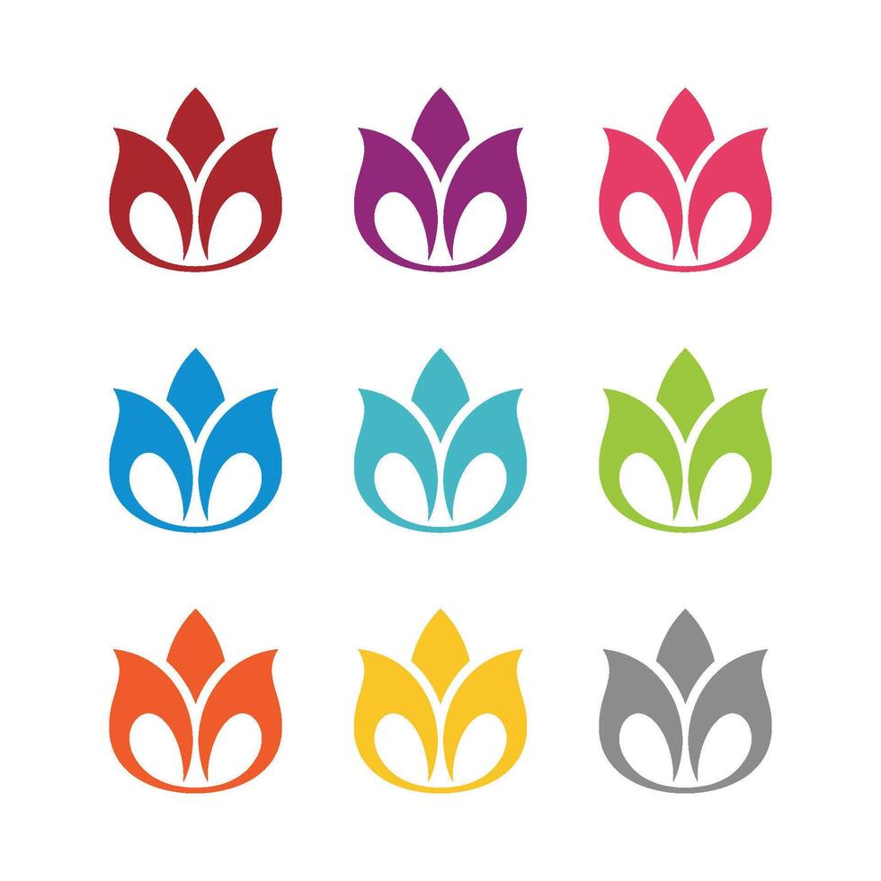 Set Lotus Flower Ornamental Logo Template Illustration Design. EPS 10. vector