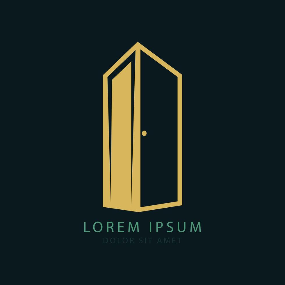 Minimalist Gold Door Icon on Dark Background vector