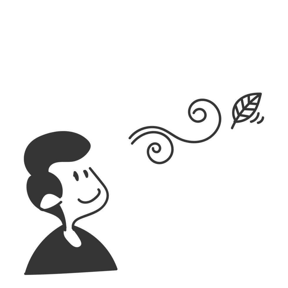 a man blowing leaves into the air vector