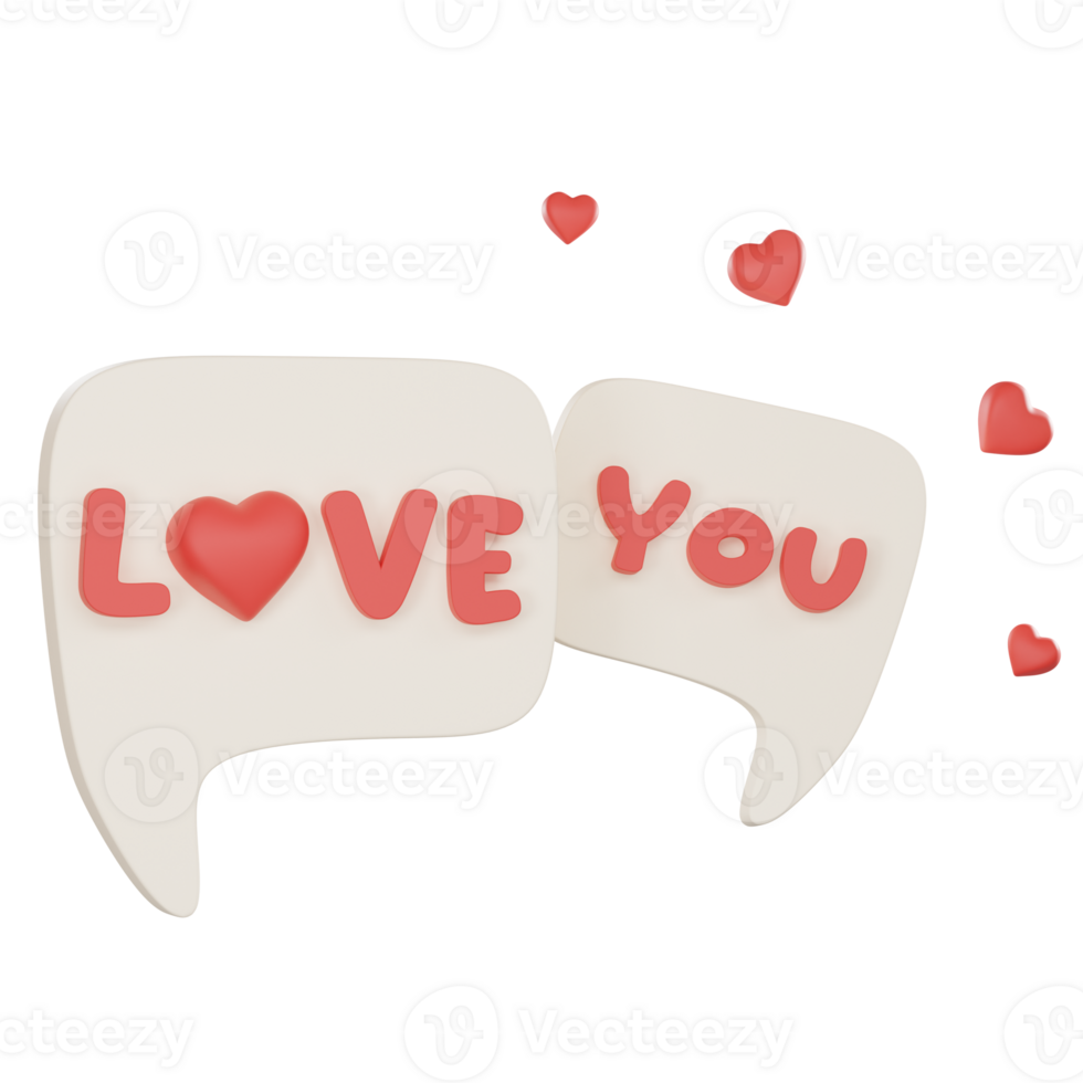 3d chat box with text love you png