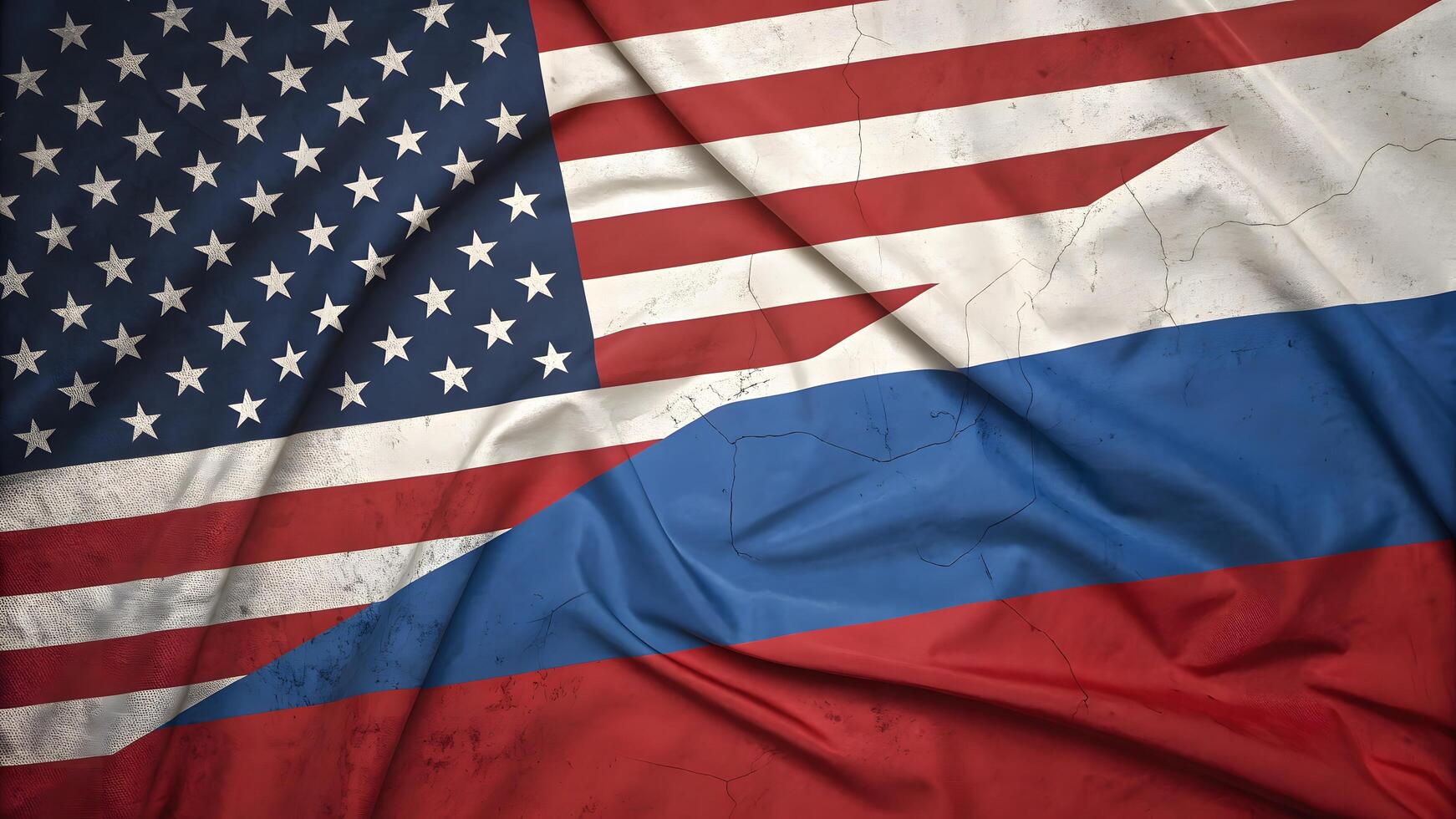 the american and russian flags are shown in this image photo