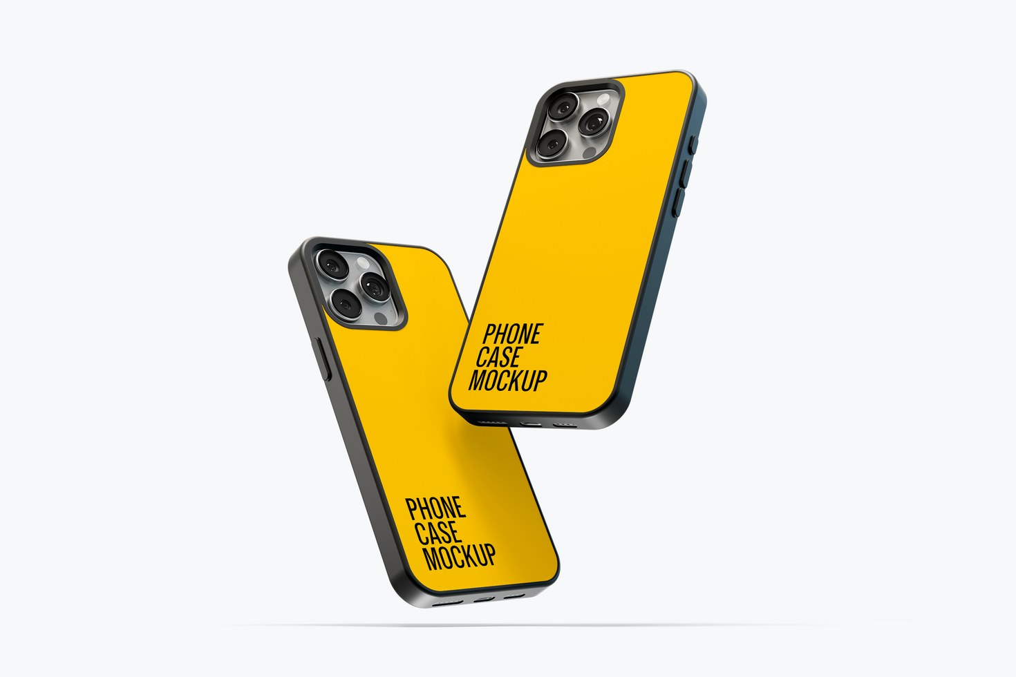 Two Floating Phone Case Mockup psd