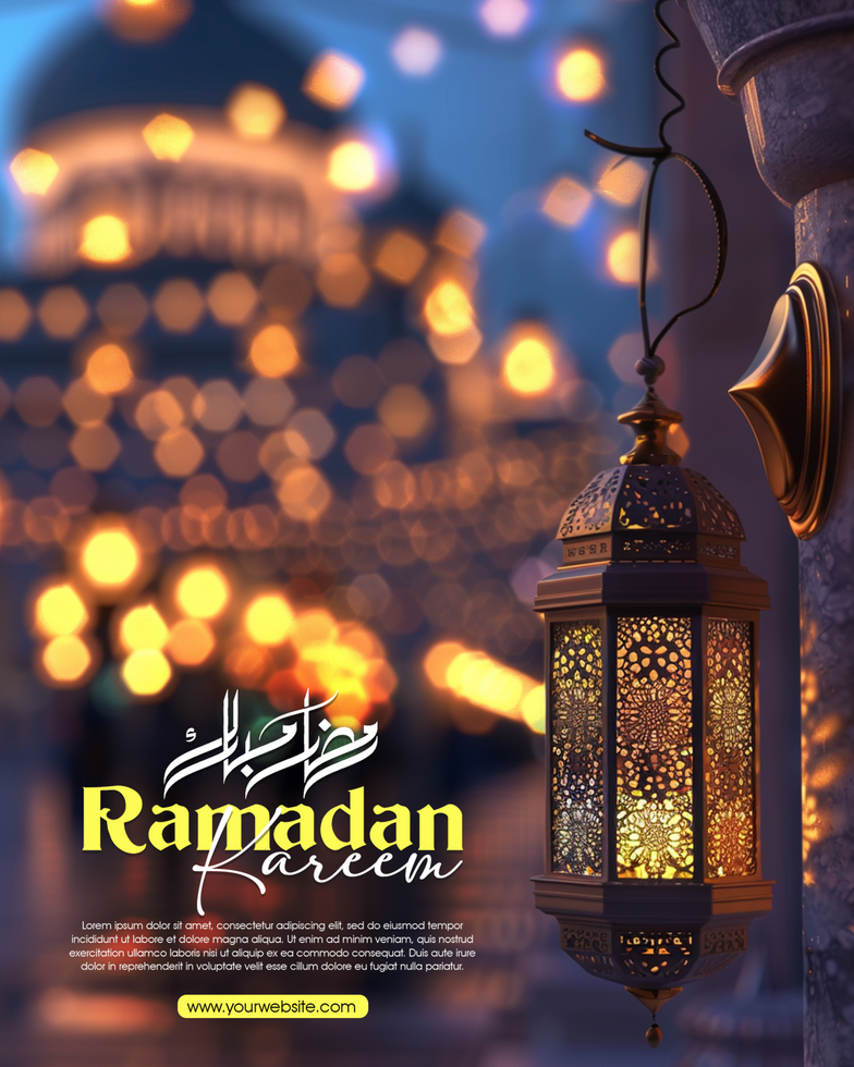 Ramadan Kareem Greeting Post Illustration Design Template with Beautiful Arabic Calligraphy psd