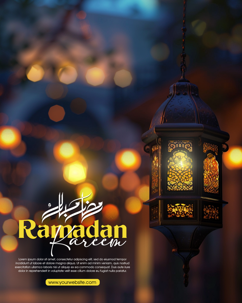 Ramadan Kareem Social Media Post Design Template with Lantern psd