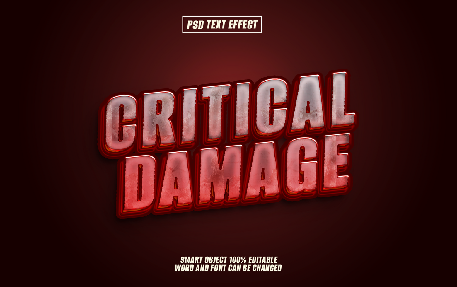 3D text effect, Critical Damage, psd