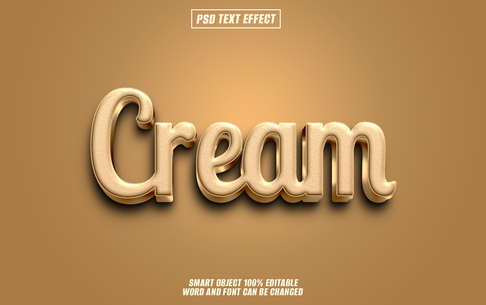 Golden Cream text effect, 3D style, editable psd