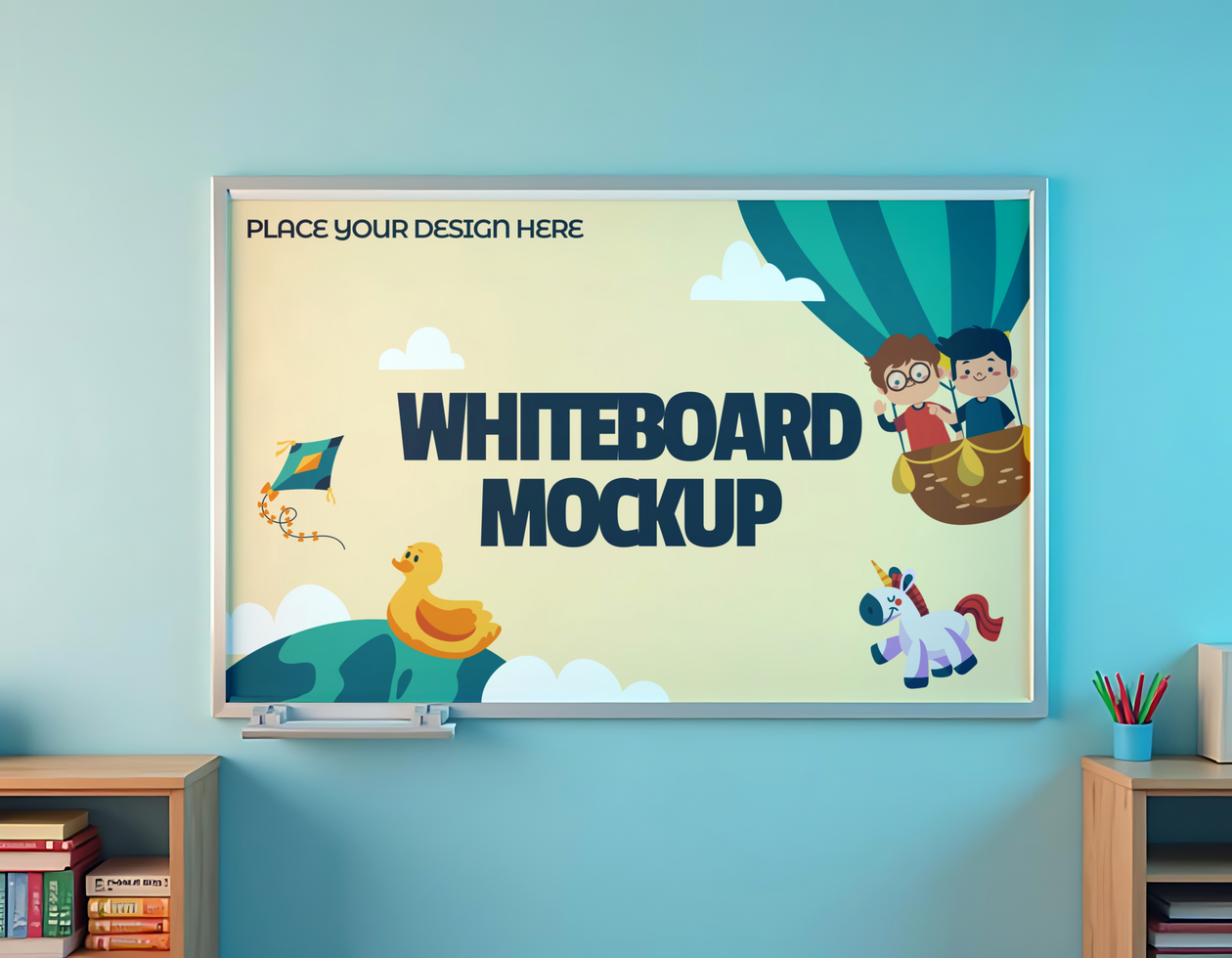 white board branding kindergarten school mockup psd