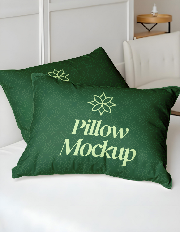 two pillow branding cozy hotel mockup psd