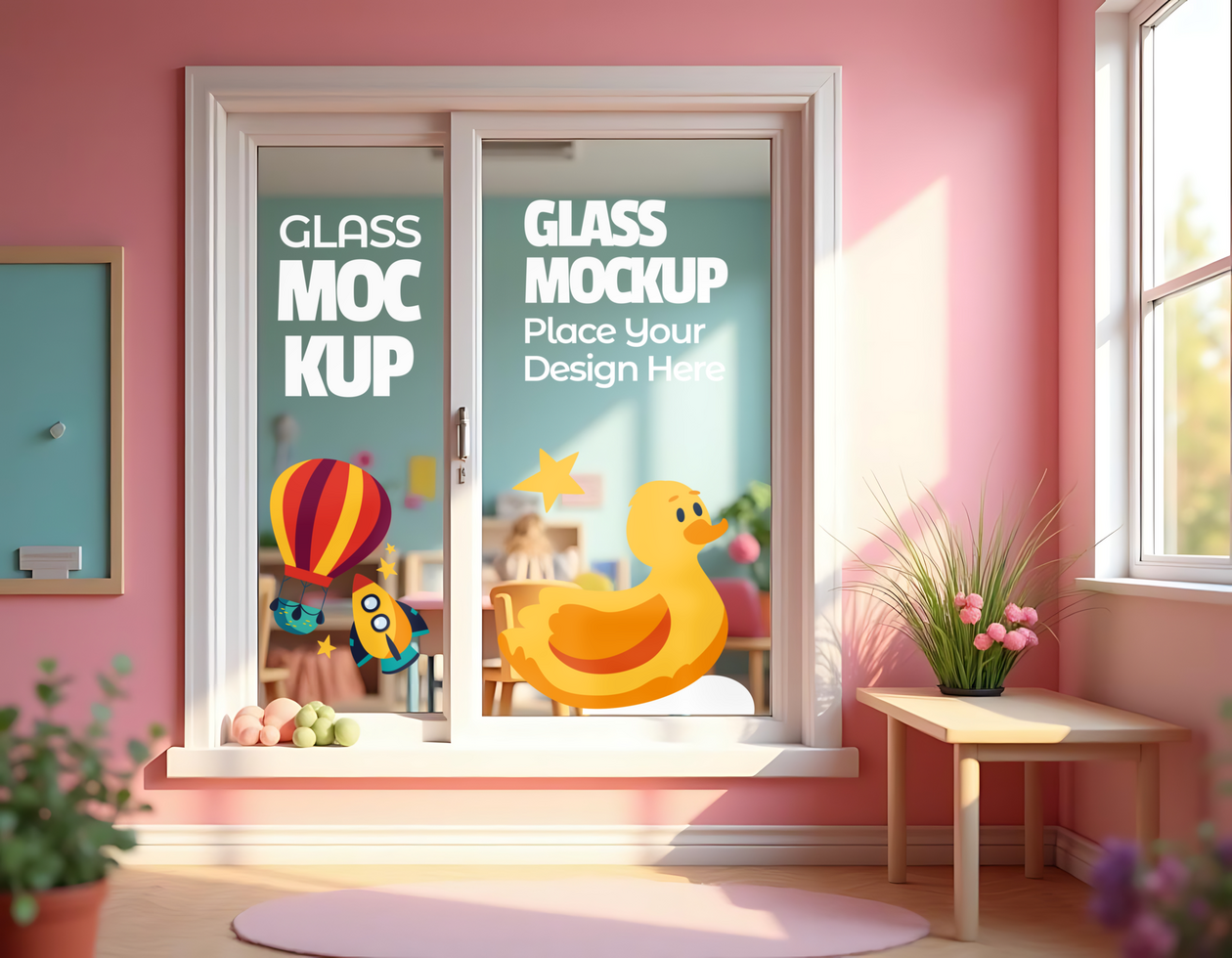 windows branding kindergarten school mockup psd