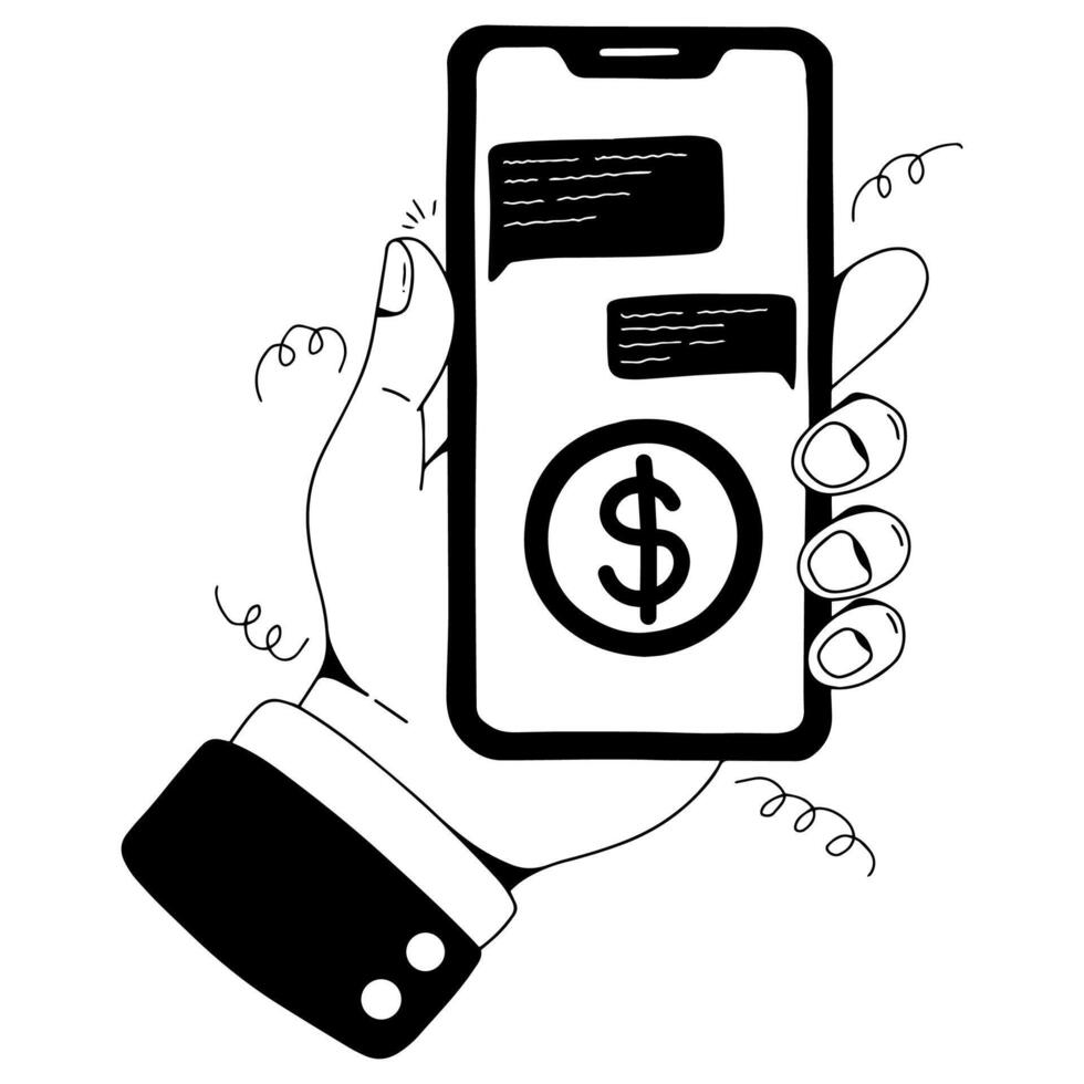 business conversation, simple black and white illustration vector