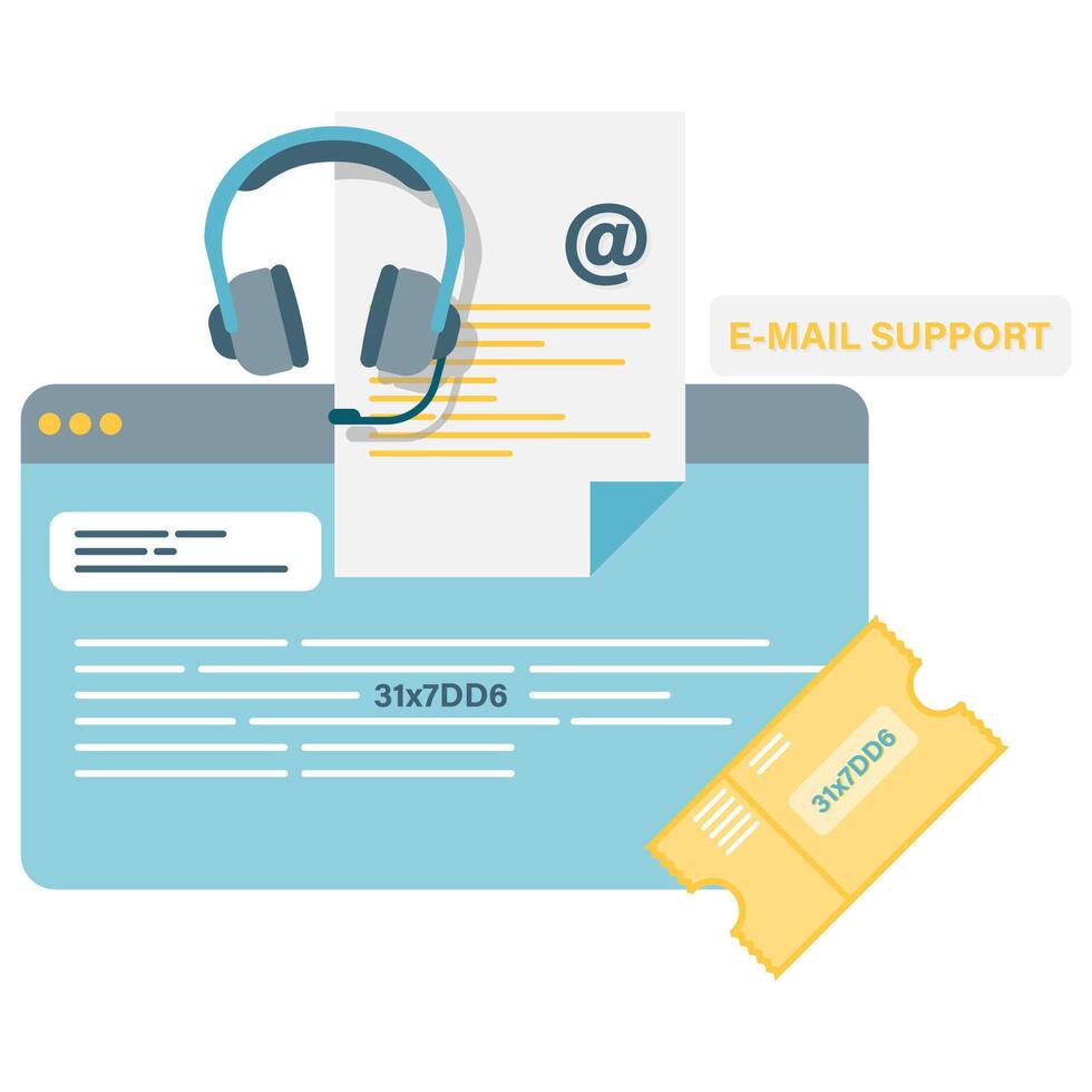 support ticket system, customer service illustration vector