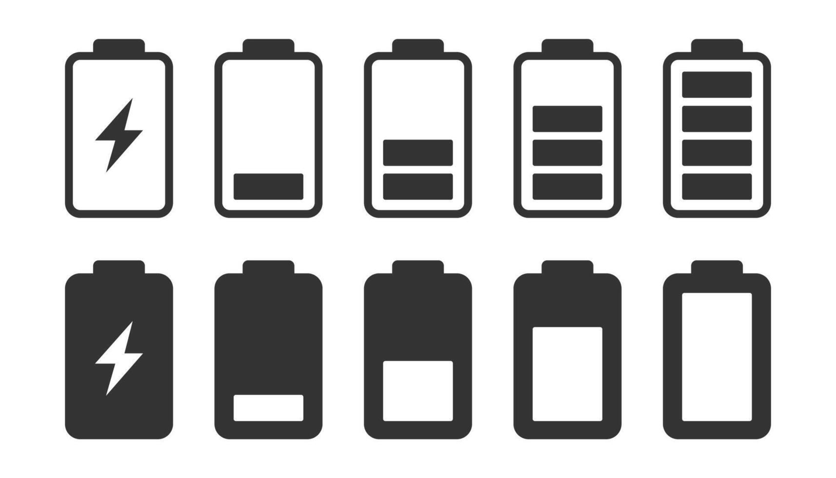 Battery Full charge indicator or low charge sign. Level battery Energy powerfully full vector