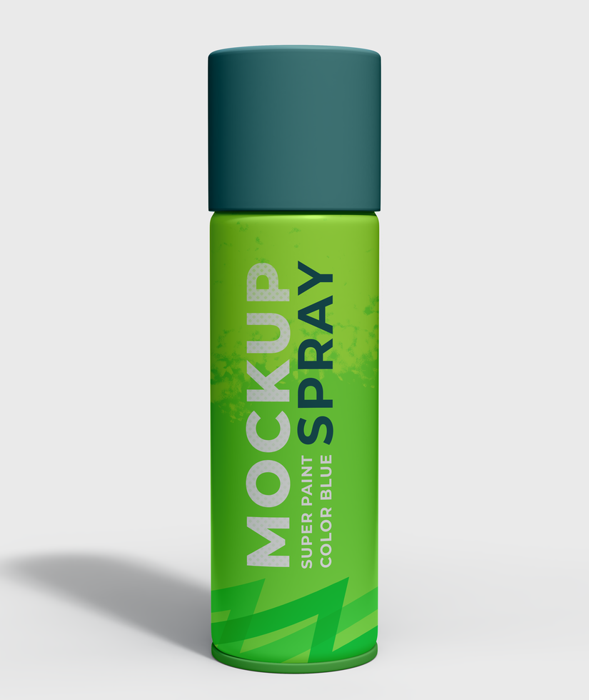 spray can mockup, front view psd