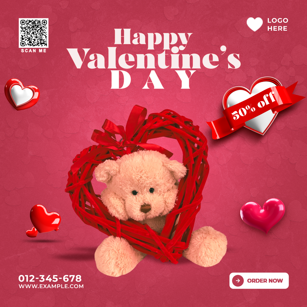 14 February Happy Valentine's Day Special Offer Sale Social Media Post Template psd