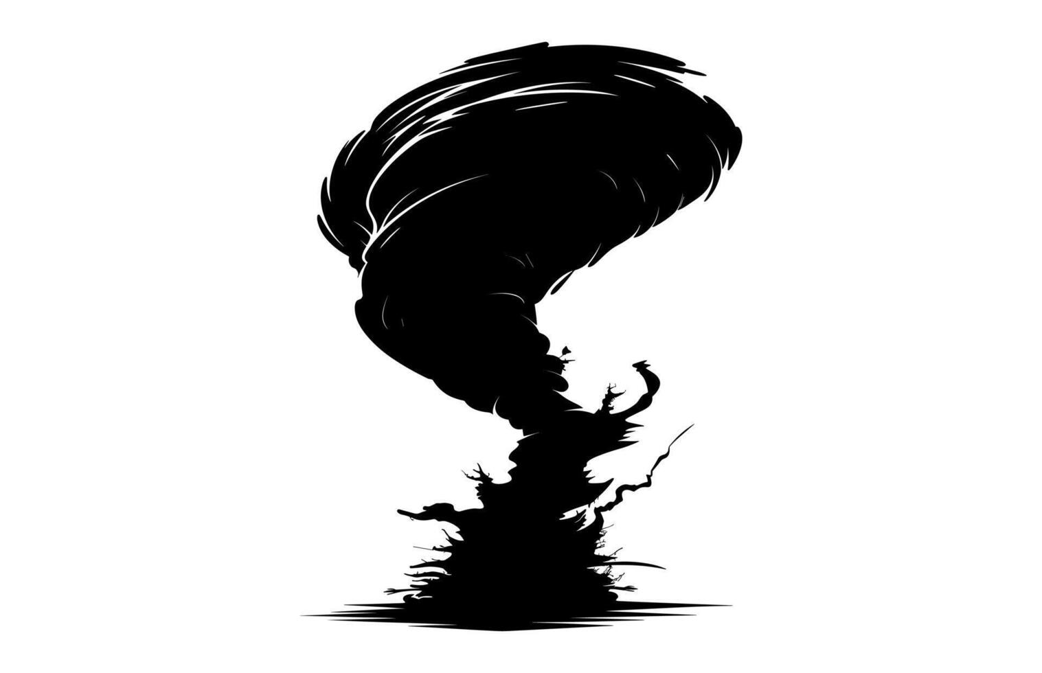 Tornado Black Silhouette isolated on a white background vector