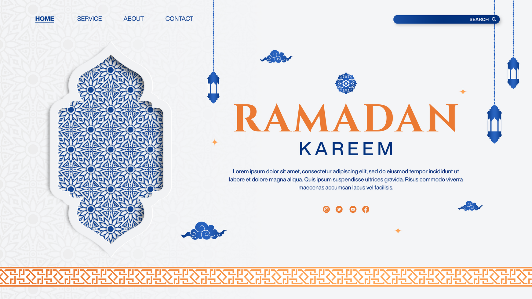 Ramadan Template Design Landing Page Islamic Background psd