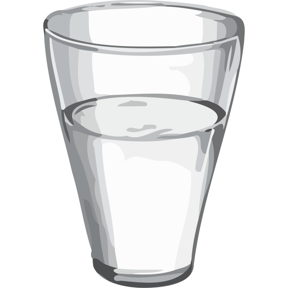 Transparent glass of purified water, freshness icon isolated png