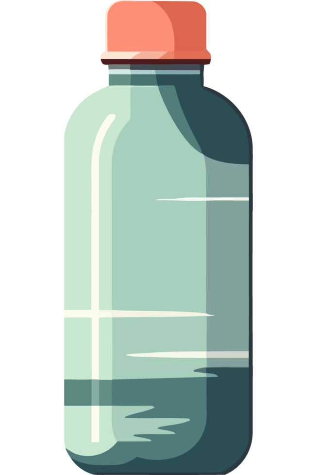Transparent bottle with fresh liquid inside icon isolated png