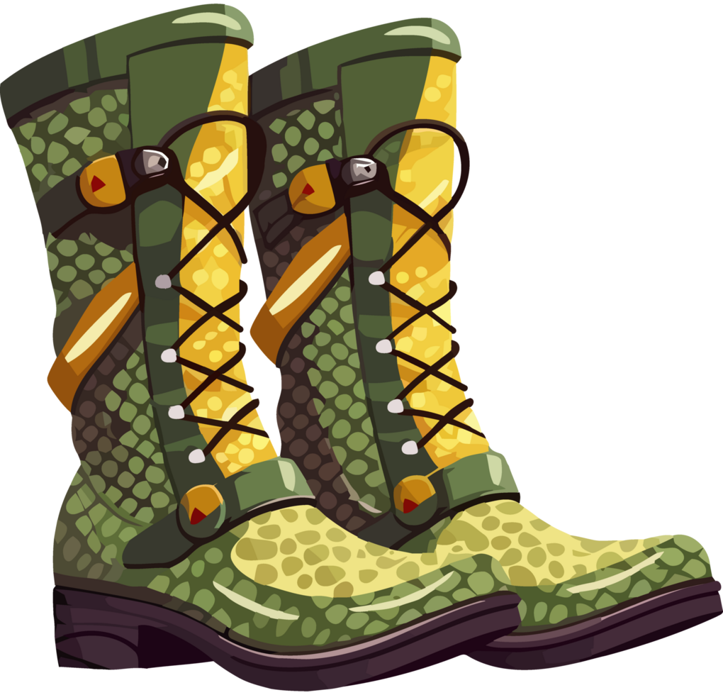 Green army boots for adventure icon isolated png