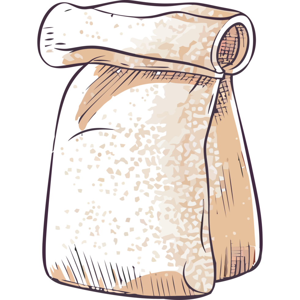 Organic flour sack, hand drawn illustration icon isolated png