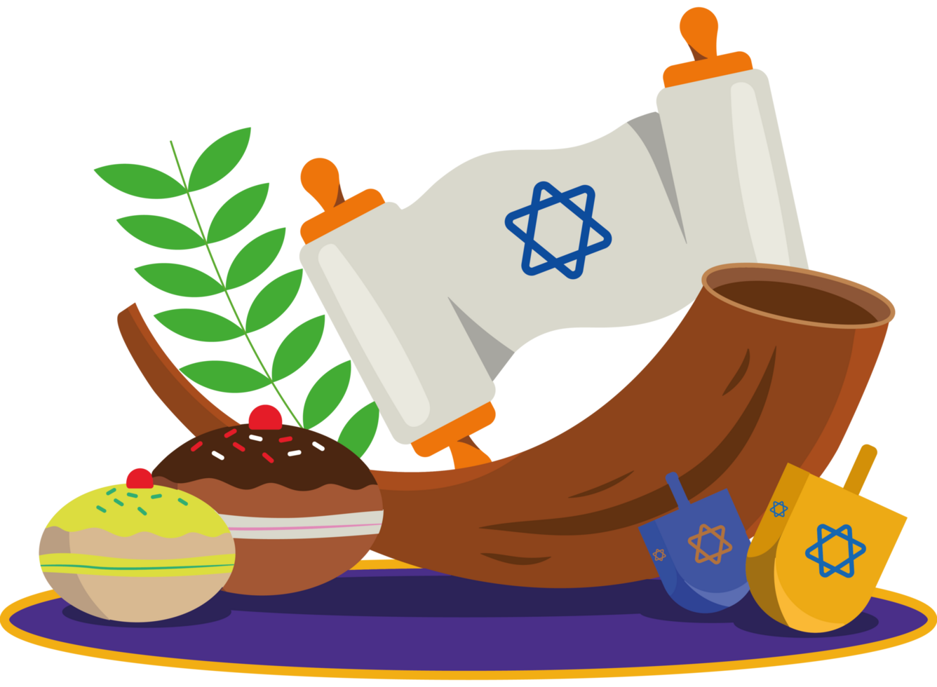 yom kippur illustration with jewish stuff illustration png