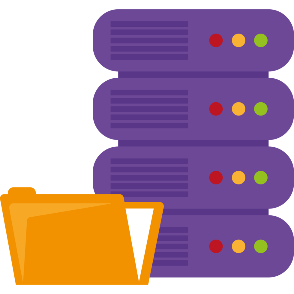 database server and folder icon isolated png