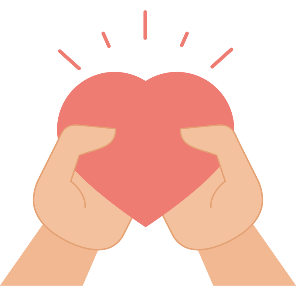 hand with heart icon isolated png