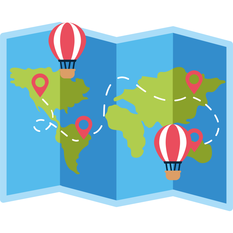 world map with air balloons png