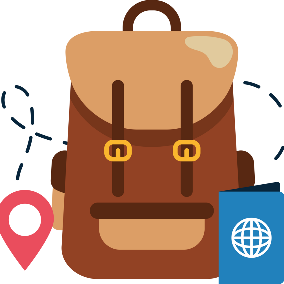 backpack with travel passport png