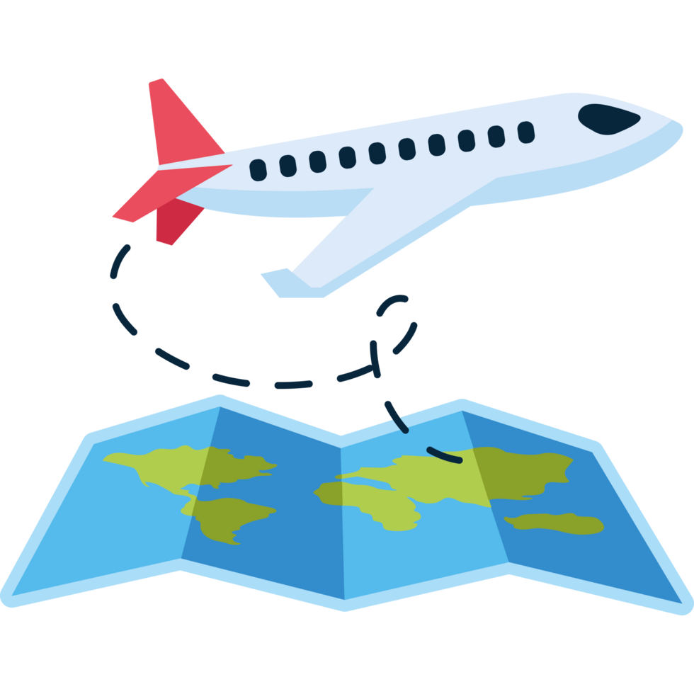 airplane flying with world map png