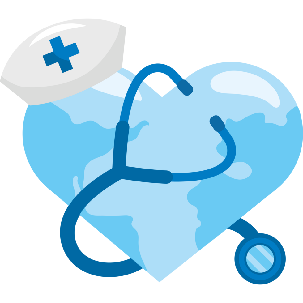 world with nurse hat and stethoscope png